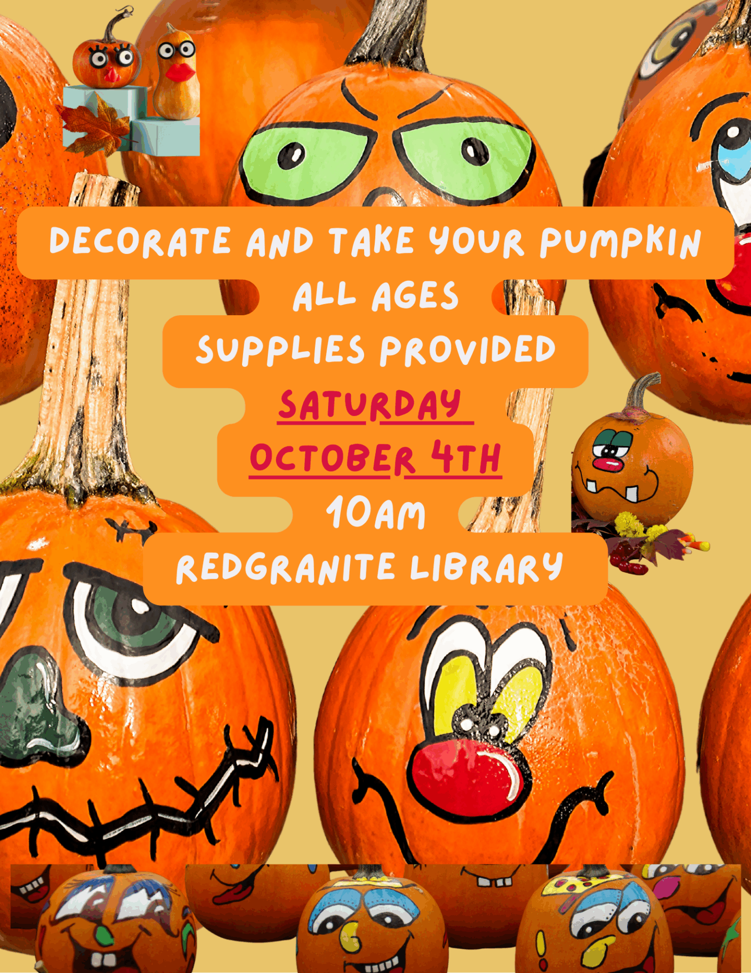 Talkin Pumpkins-Decorate and take-Free supplies Oct 4th 10am