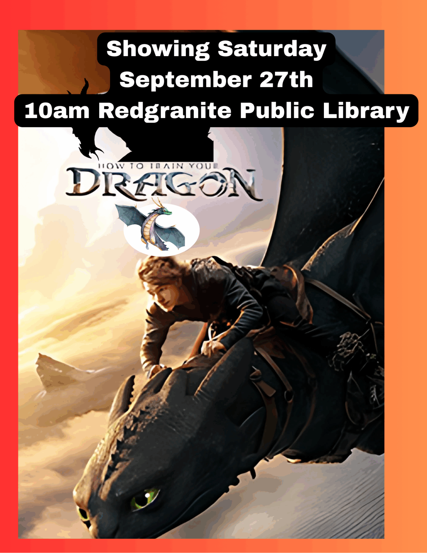 How to train your Dragon-Bring your comfort (pillows/blankets) September 27th, 10:am