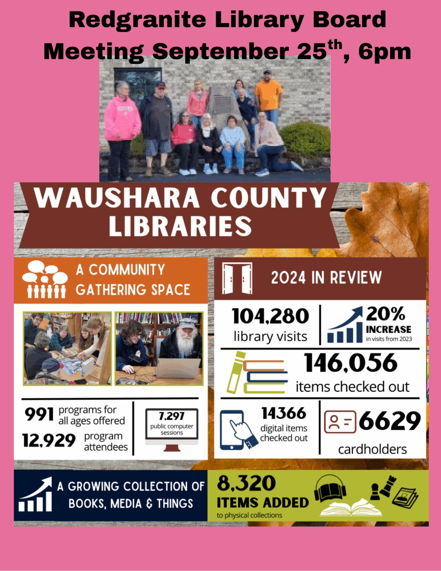 Library board meeting 6pm September 25th