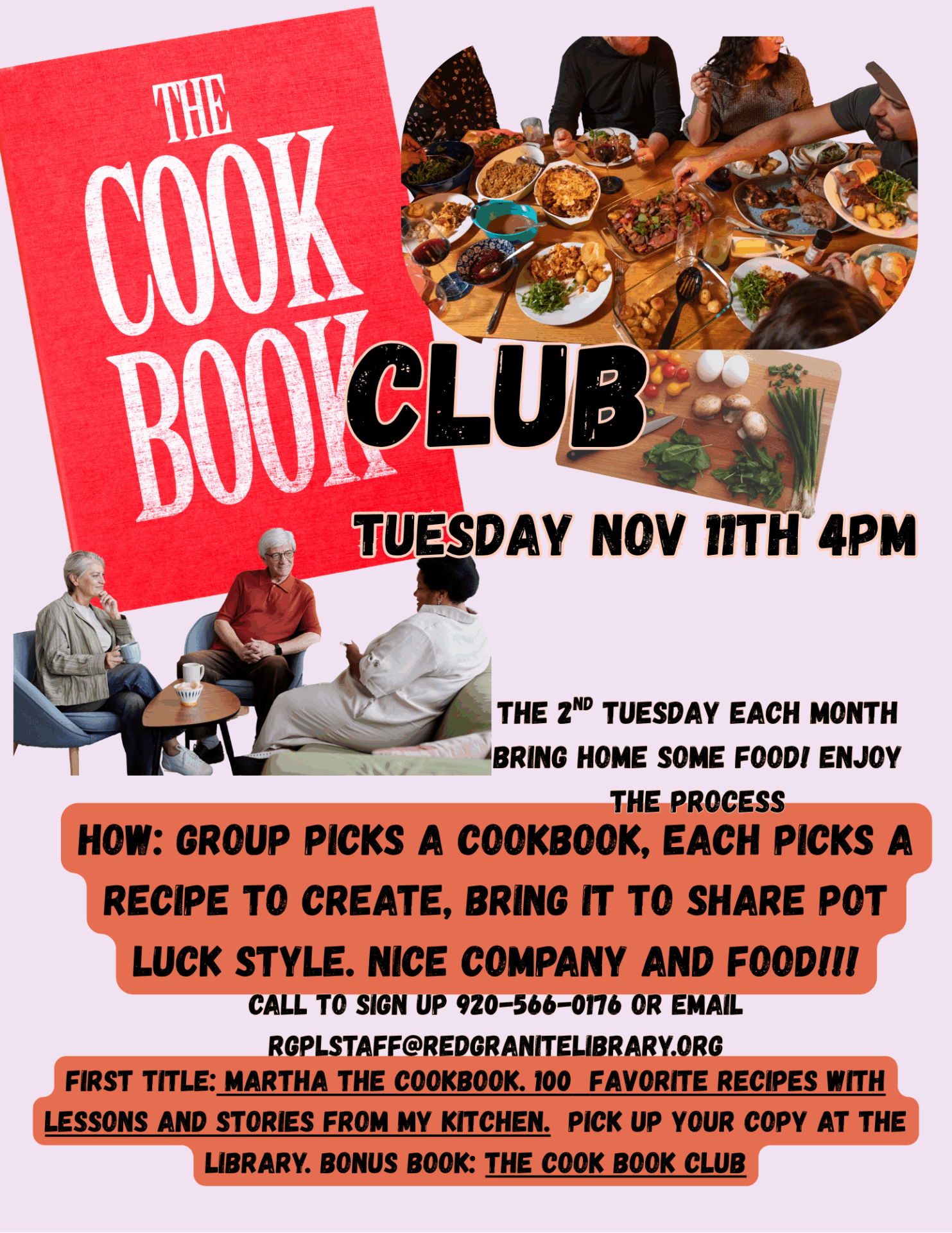 Cook Book Club Tuesday Nov 4th 4pm