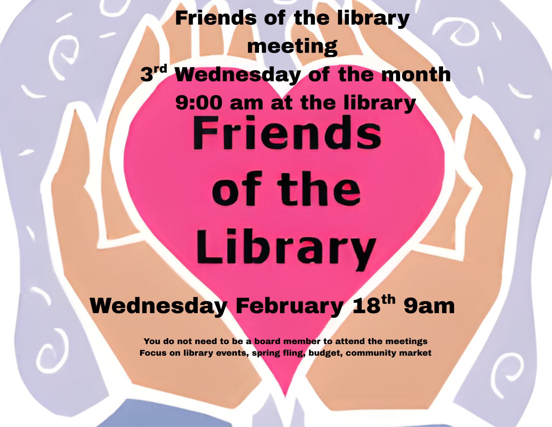 Friends of the library meeting Wednesday 2-18-26 9am