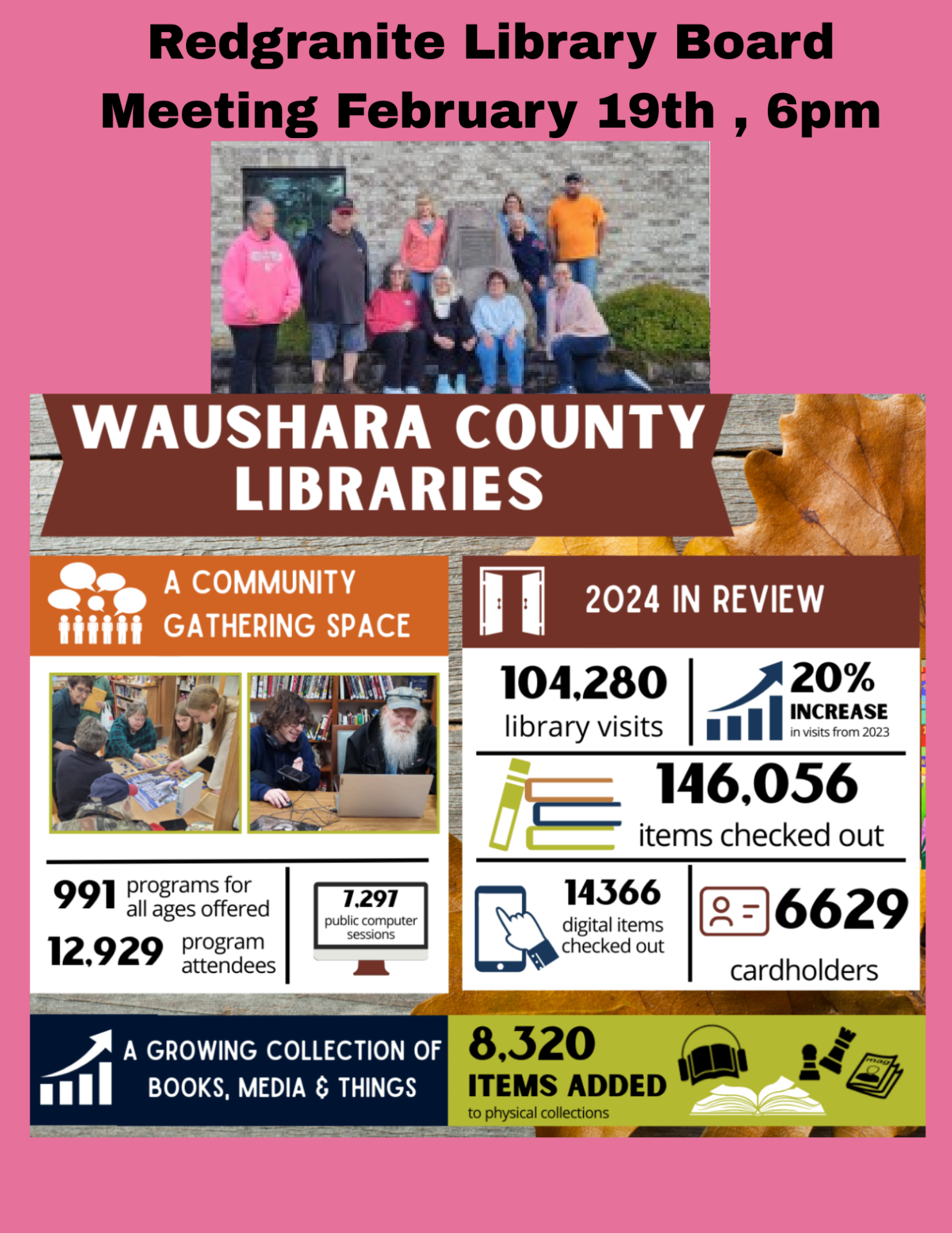 Library board meeting 6pm Feb 19th