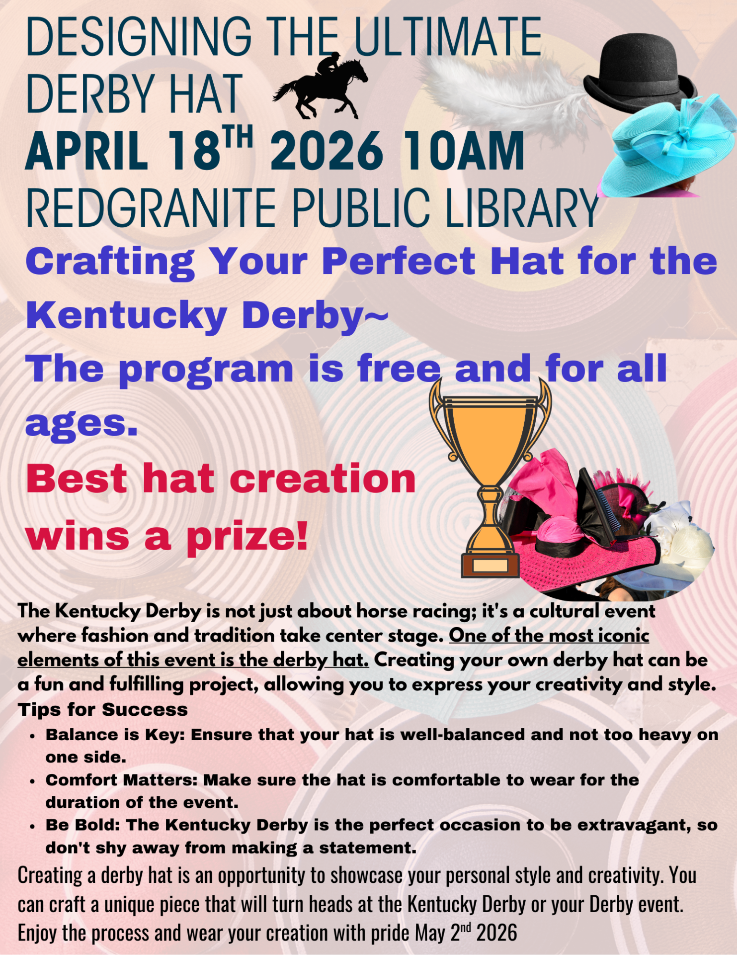 Derby hat class just in time for the Kentucky Derby 10am