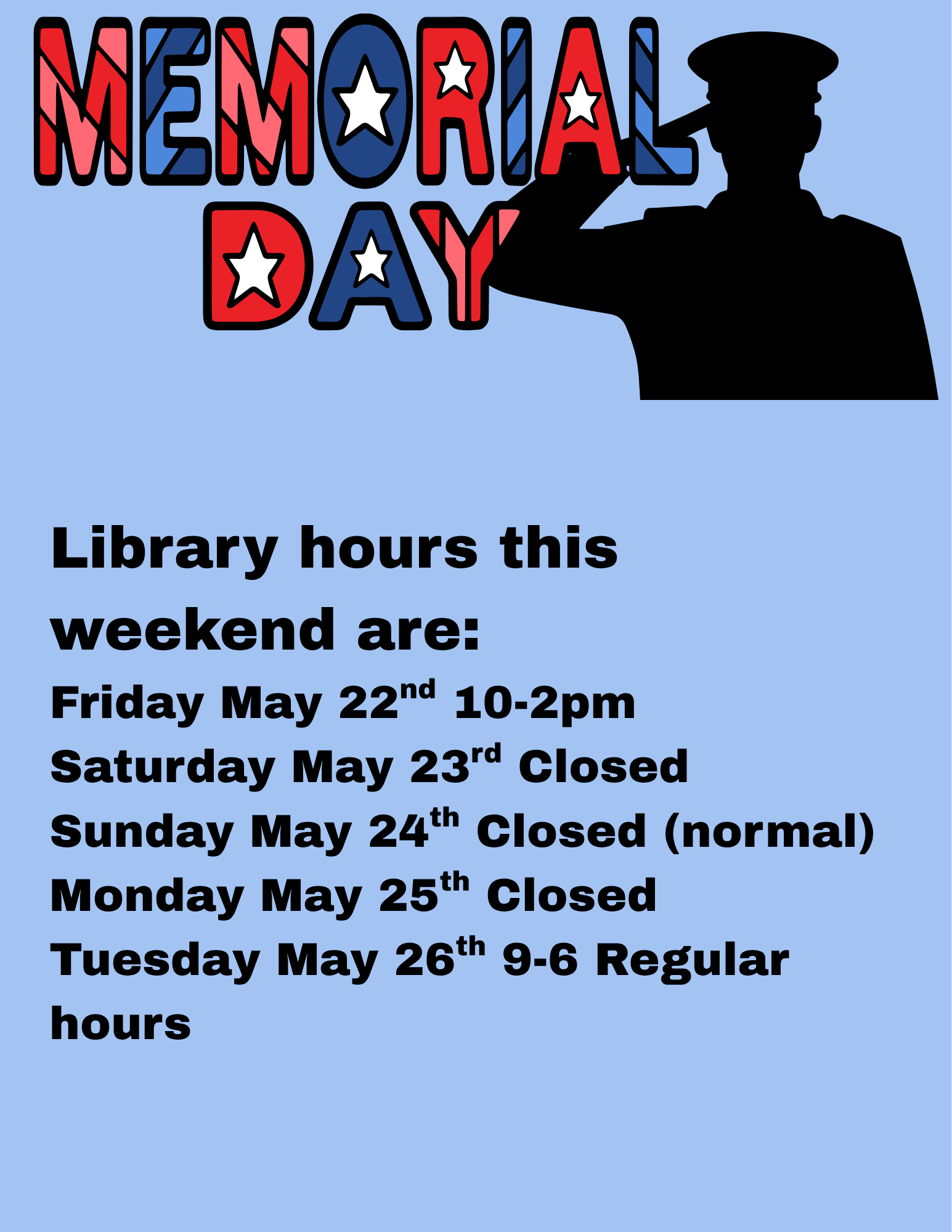 Memorial Day weekend library hours